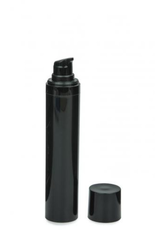 Airless embalaža 50 ml črna – brezzračna kozmetična embalaža z dispenzerjem in pokrovčkom