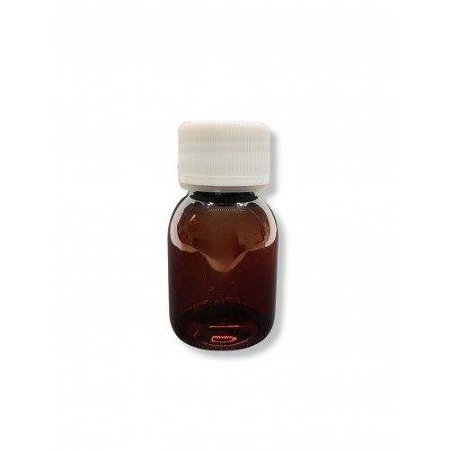 Rjava PET plastenka 50ml s pokrovčkom bele barve