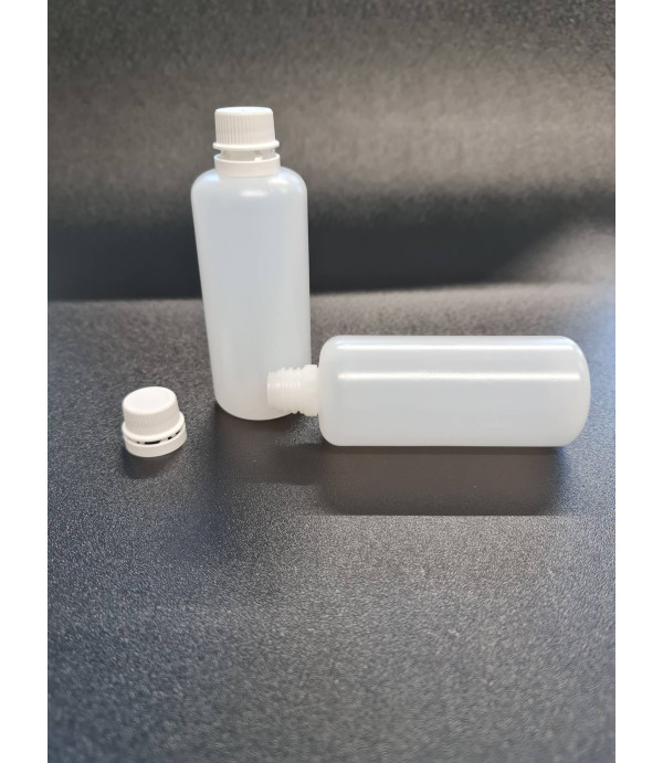 PE HD plastenka 100 ml transparentna s pokrovčkom