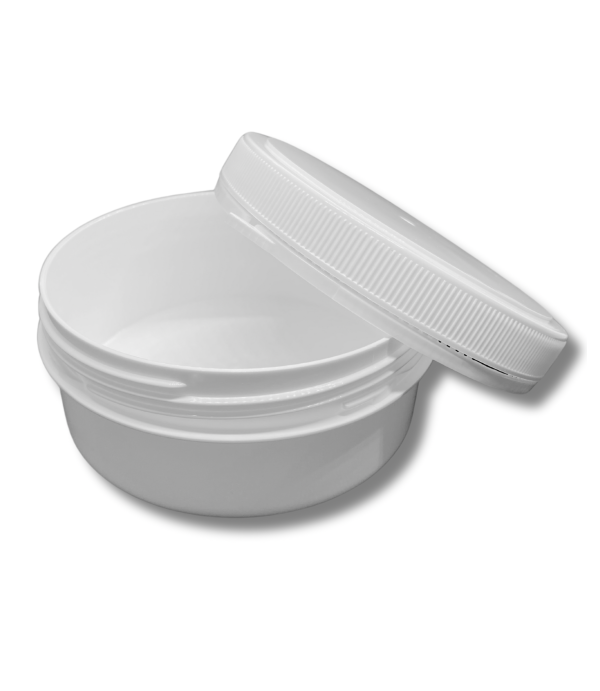 PP lonček 350 ml bel – plastična embalaža s pokrovom in varovalom odpiranja